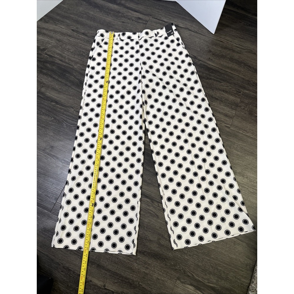 NWT NY&Co 7th Avenue Polka Dot Wide Leg Palazzo Pants Size 12 White Black - Picture 2 of 14